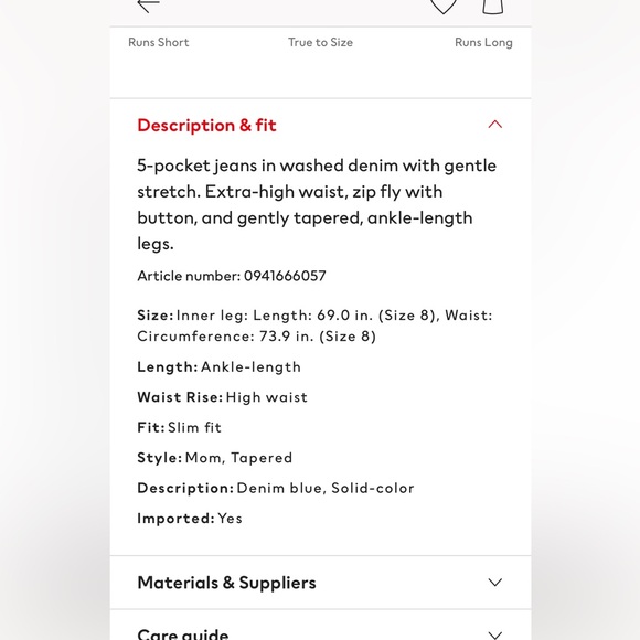 NWT H&M Mom Jeans High Waist - Picture 8 of 9